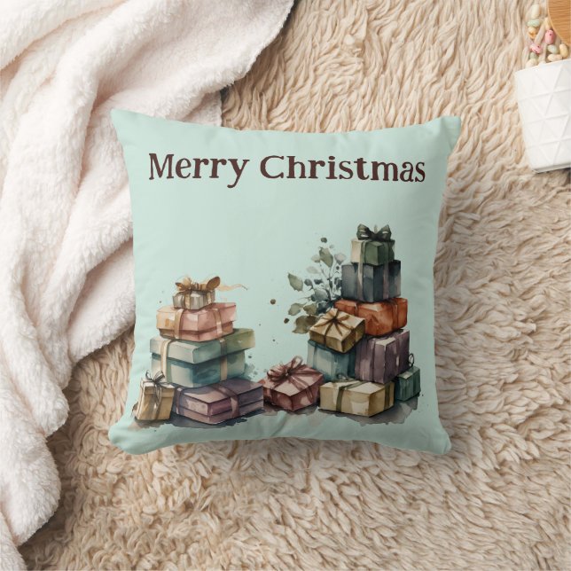 Watercolor Christmas Gifts  Cushion (Blanket)