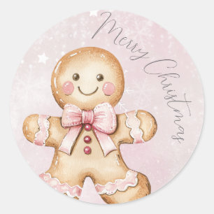 watercolor Christmas Gingerbread birthday Classic Round Sticker
