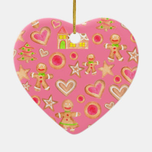watercolor Christmas gingerbread cookies Ceramic Tree Decoration