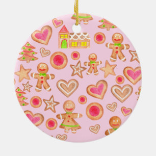 watercolor Christmas gingerbread cookies Ceramic Tree Decoration