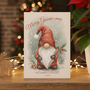 Watercolor Christmas Gnome Holiday Card