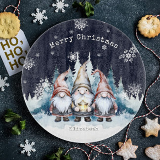 Watercolor Christmas Gnomes Personalised Cutting Board