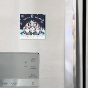 Watercolor Christmas Gnomes Personalized Magnet