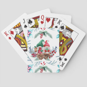 Watercolor Christmas Gnomes  Playing Cards