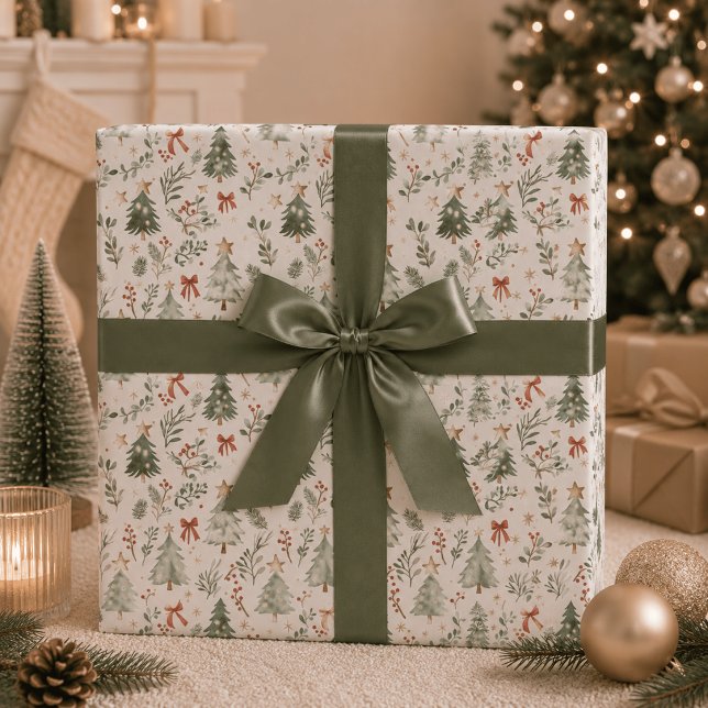 Watercolor Christmas Greenery Wrapping Paper (Creator Uploaded)