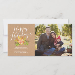 Watercolor Christmas Happy Holidays Photo Card