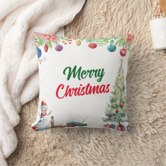 Watercolor Christmas Holiday  Cushion