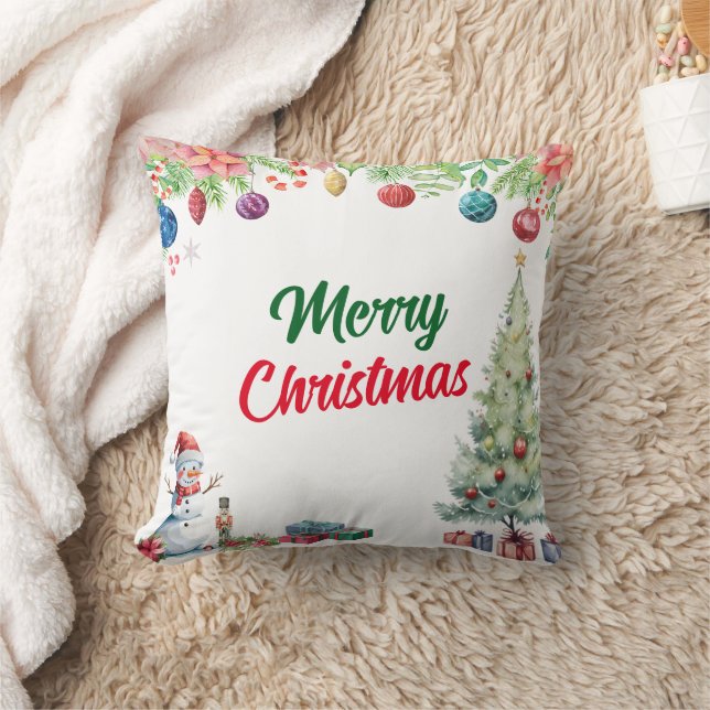 Watercolor Christmas Holiday  Cushion (Blanket)