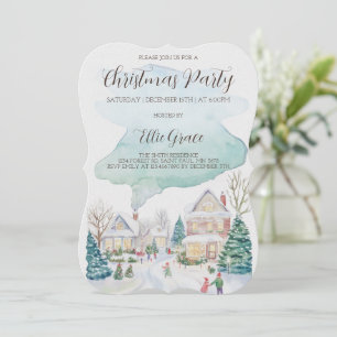 Watercolor Christmas Holiday Party Invitation