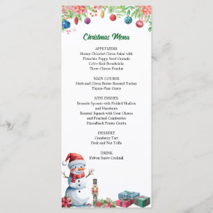 Watercolor Christmas Holiday Party Menu