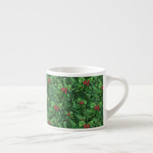 Watercolor Christmas Holly Berries Espresso Cup