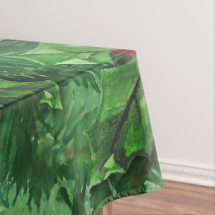 Watercolor Christmas Holly Berries Tablecloth