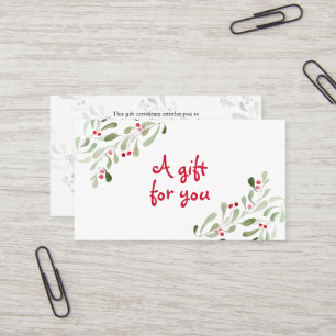 Watercolor Christmas holly gift certificate