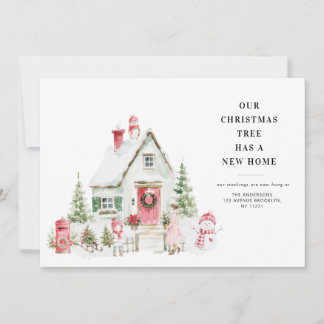 Watercolor christmas home moving announcement