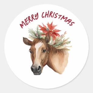 Watercolor Christmas House  Classic Round Sticker