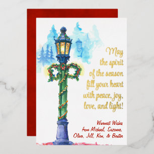 Watercolor Christmas Lamp Post Festive Beautiful