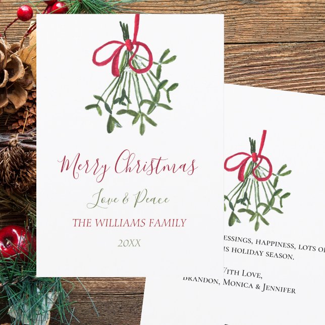 Watercolor Christmas Mistletoe Elegant Botanical Holiday Card (Creator Uploaded)