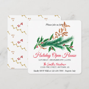 Watercolor Christmas mistletoe tree Holiday Card