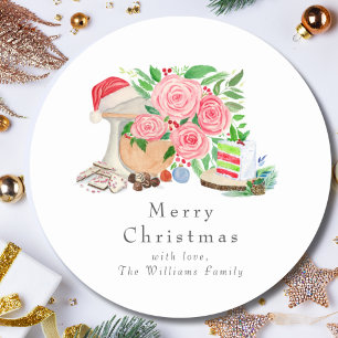 Watercolor Christmas Mixer With Holiday Desserts Classic Round Sticker