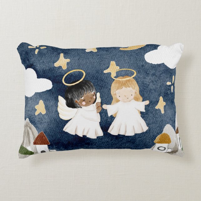 Watercolor Christmas Nativity Decorative Cushion (Front)