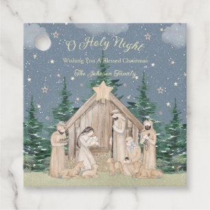 Watercolor Christmas Nativity Gift Favour Tags