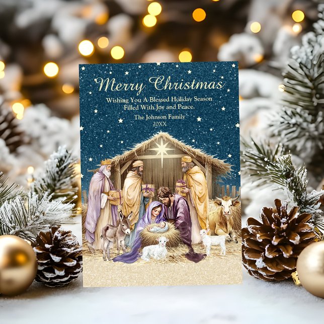 Watercolor Christmas Nativity Holiday Card (Creator Uploaded)