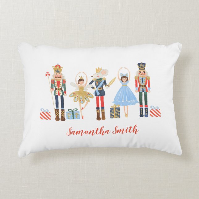 Watercolor Christmas Nutcracker Pillowcase Decorative Cushion (Front)