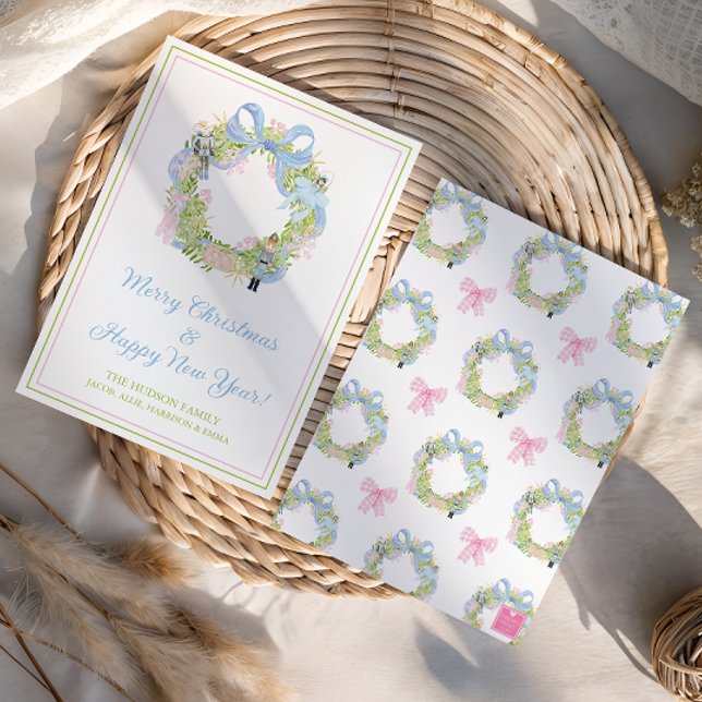 Watercolor Christmas Nutcracker Wreath Holiday Card (Creator Uploaded)