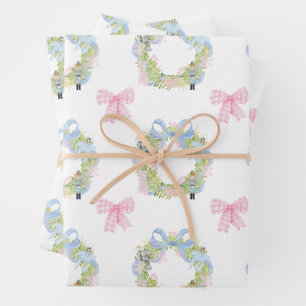 Watercolor Christmas Nutcracker Wreath Wrapping Paper Sheet