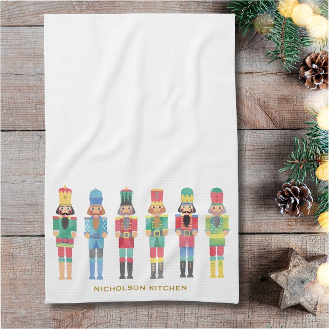 WATERCOLOR CHRISTMAS NUTCRACKERS TEA TOWEL (Creator Uploaded)