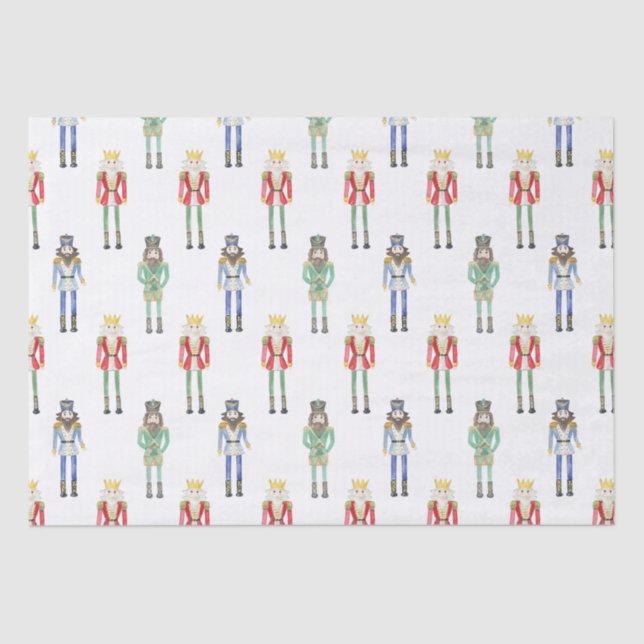 Watercolor Christmas Nutcrackers Tissue Paper (Front)
