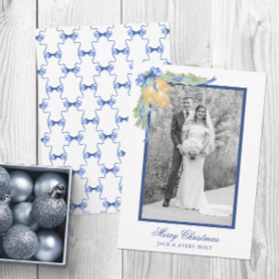 Watercolor Christmas or Wedding Bells Photo Holiday Card