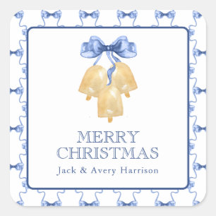 Watercolor Christmas or Wedding Bells Square Sticker