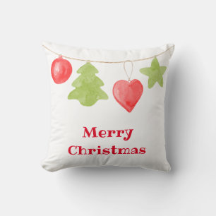 Watercolor Christmas Ornament Folk Pillow
