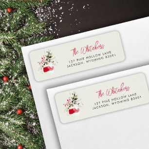 Watercolor Christmas Ornament Return Address Label