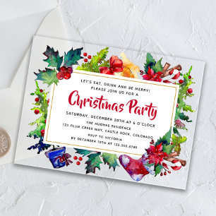 Watercolor Christmas Party Festive Holiday Icons Acrylic Invitations