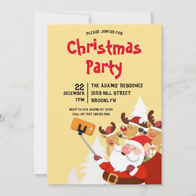 Watercolor Christmas Party Invitation (Front)