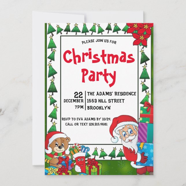 Watercolor Christmas Party Invitation (Front)
