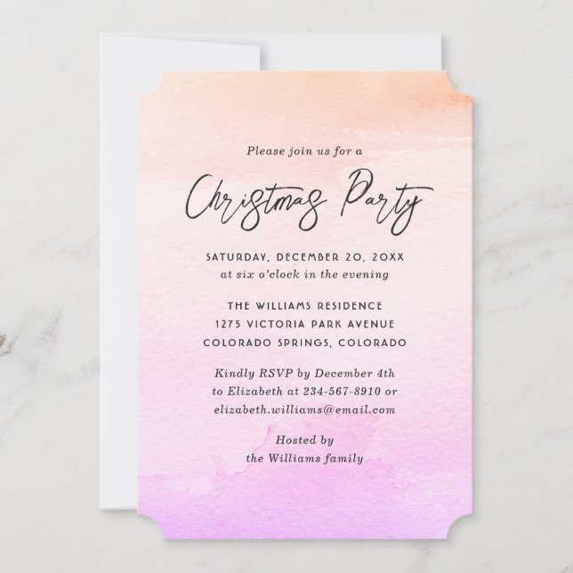 Watercolor Christmas Party Invitation (Front)