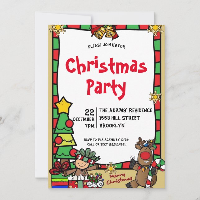 Watercolor Christmas Party Invitation (Front)