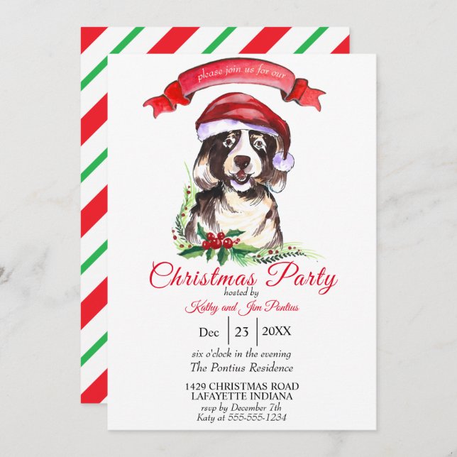 Watercolor Christmas Party Invitation (Front/Back)