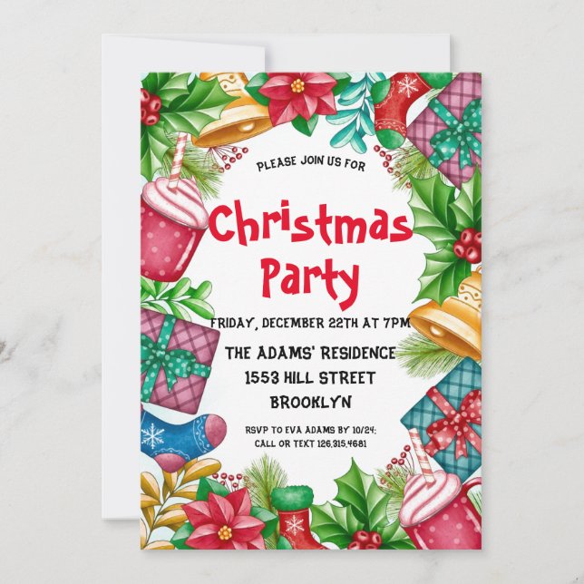Watercolor Christmas Party Invitation (Front)