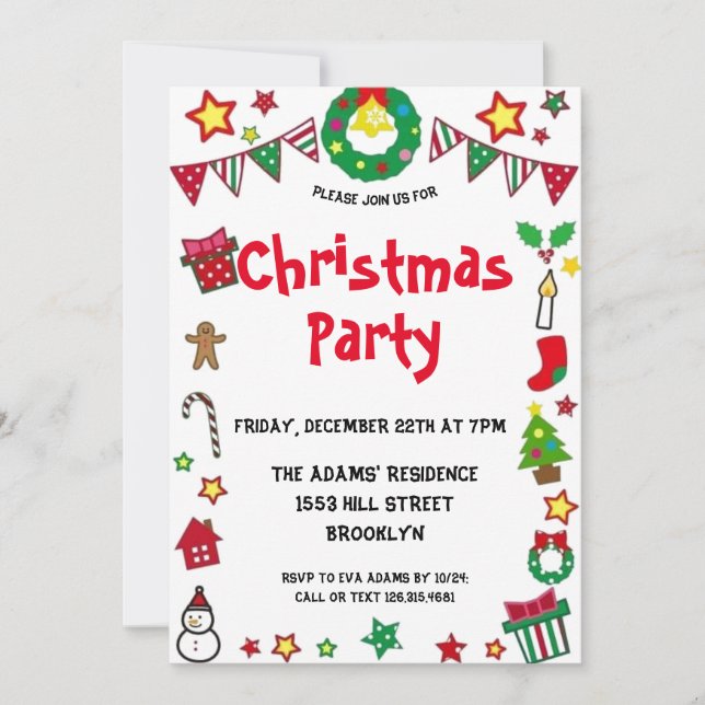 Watercolor Christmas Party Invitation (Front)