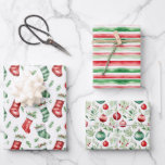 Watercolor Christmas Pattern  Wrapping Paper Sheet<br><div class="desc">Cute watercolor basic Christmas Pattern</div>