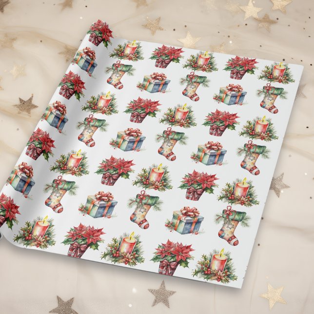 Watercolor Christmas  Patterns Wrapping Paper (Creator Uploaded)