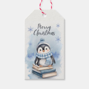 Watercolor Christmas Penguin Gift Tags