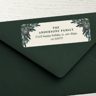Watercolor Christmas Pine branches Return Address