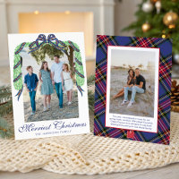 Watercolor Christmas Plaid Bow Garland Swag Photo