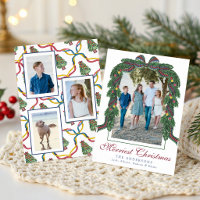 Watercolor Christmas Plaid Bow Garland Swag Photo