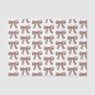 Watercolor Christmas Plaid Bow Tissue Paper